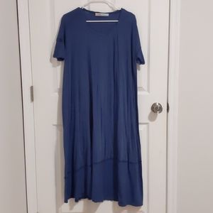 Free People Beach Blue Maxi T-Shirt Dress